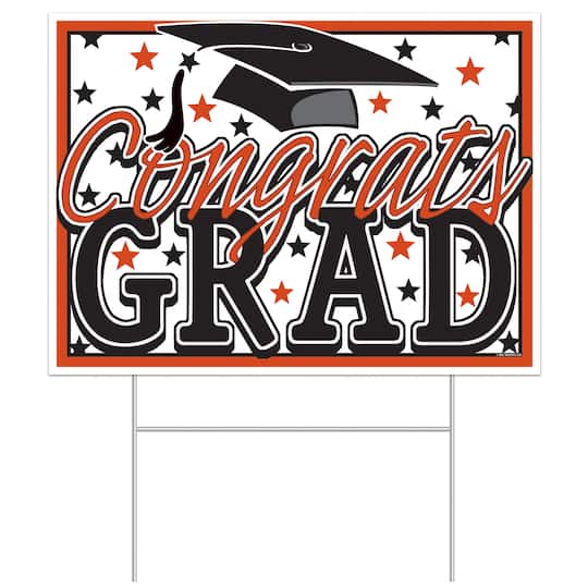 Beistle 11.5" x 15.5" Plastic Congrats Grad Yard Sign in Orange | Michaels®